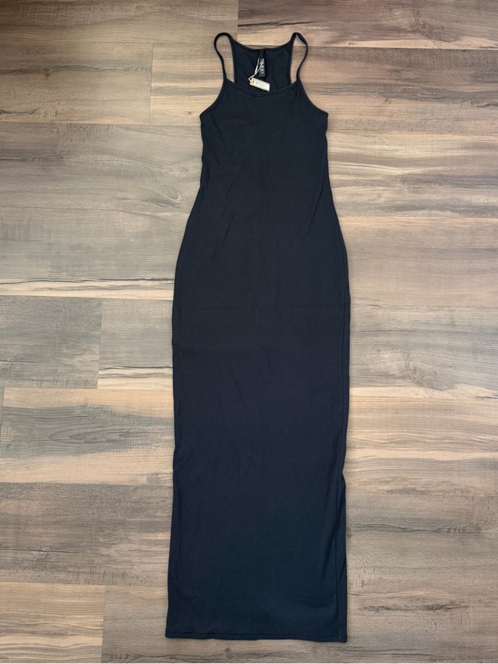 NWT SKIMS Cotton Long Tank Rib Dress - Soot - Size Large